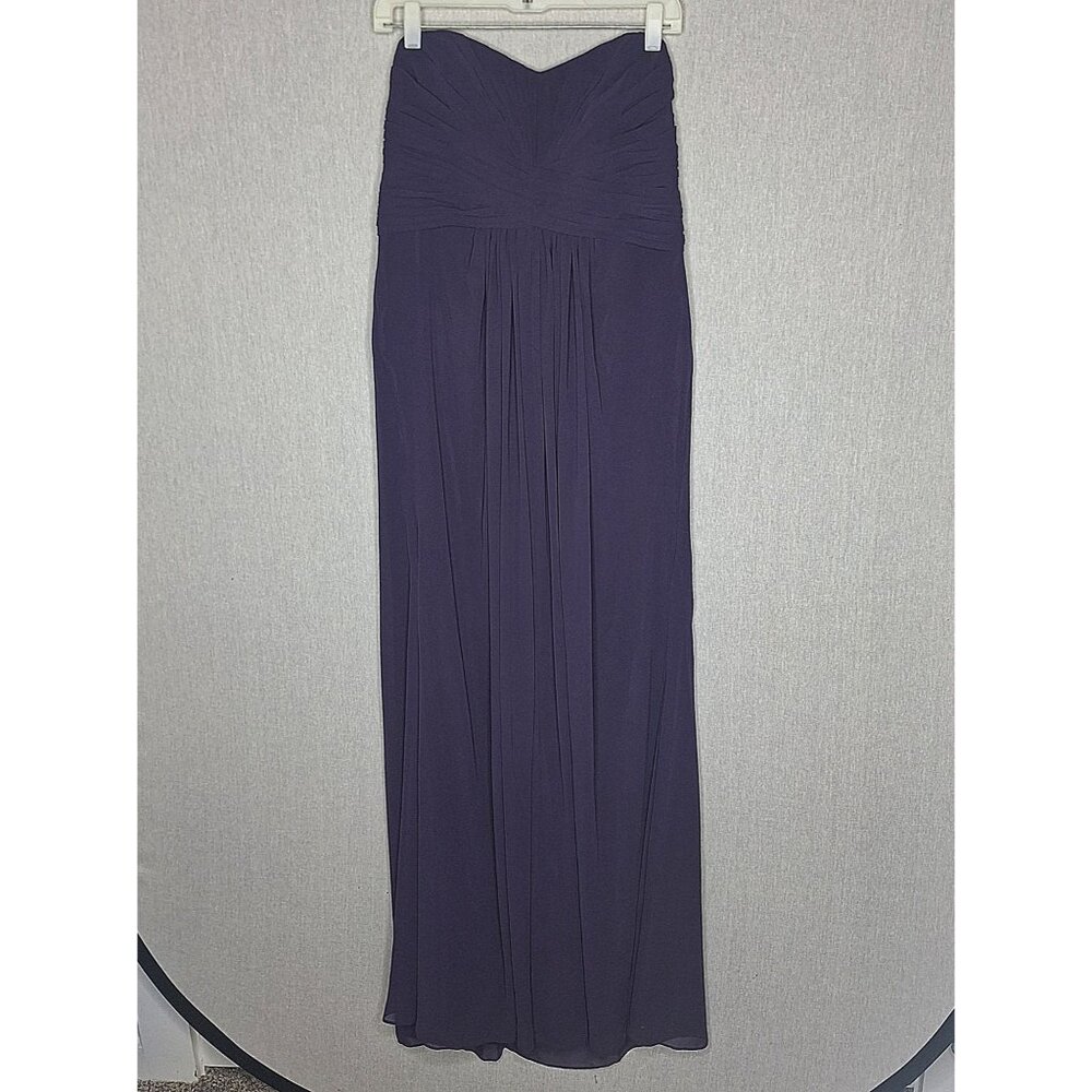💙 David's Bridal Plum Chiffon Strapless Maxi Dress Size 12 Formal, bridesmaid, - Picture 2 of 8